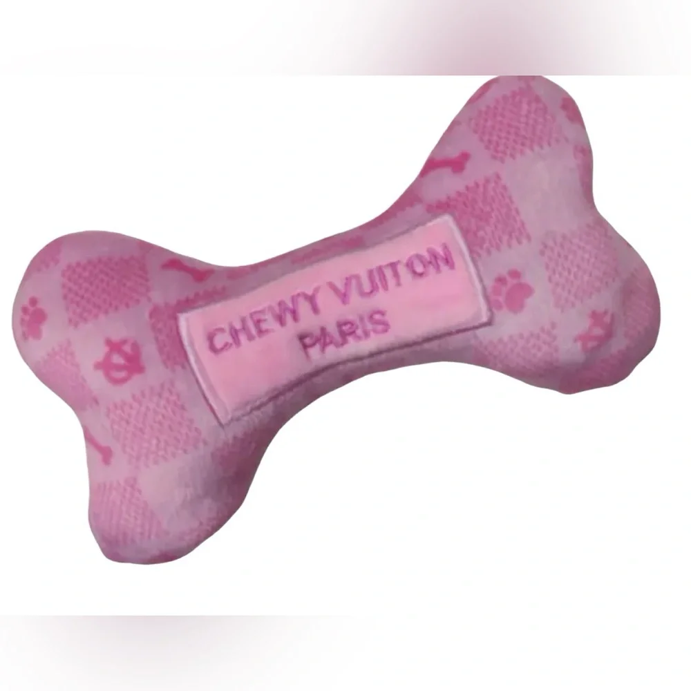 CHEWY VUITON PARIS PLUSH DOG BONE TOY